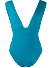 Eres Pigment Low-neck Broad Straps One-piece Swimsuit In Blue