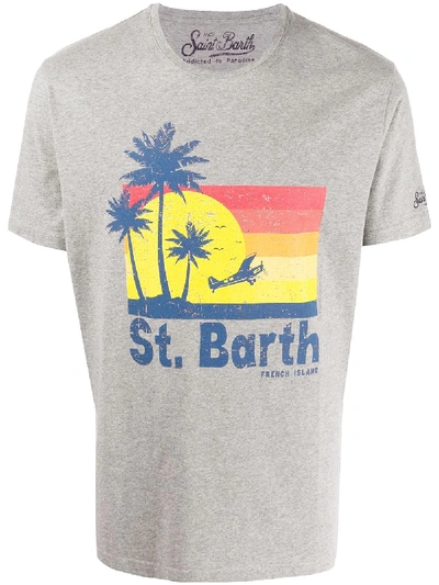 Mc2 Saint Barth Rainbow Palm T-shirt In Grey