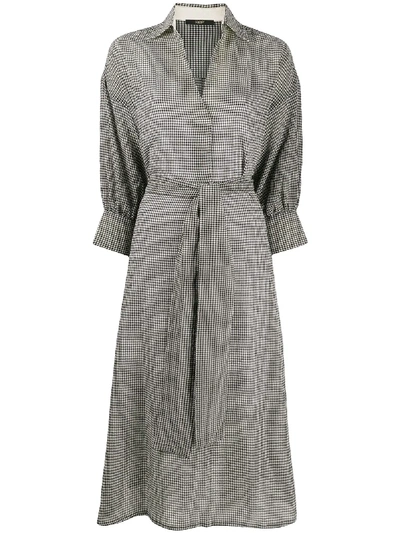 Seventy Checkered Midi Shirt Dress In Black