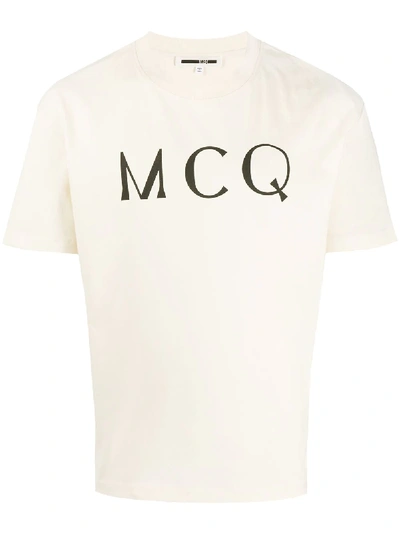 Mcq By Alexander Mcqueen Logo Print Short Sleeve T-shirt In Neutrals