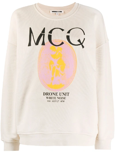 Mcq By Alexander Mcqueen Graphic Print Long Sleeve Sweatshirt In Neutrals