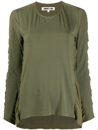 Mcq By Alexander Mcqueen Paneled Ruched Crepon And Jersey Top In Green