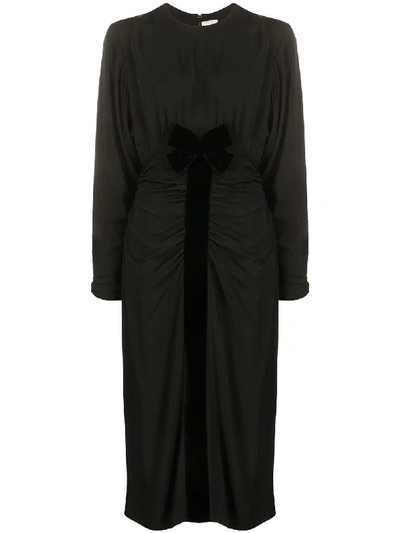 Pre-owned Nina Ricci Gathered Bow Dress In Black
