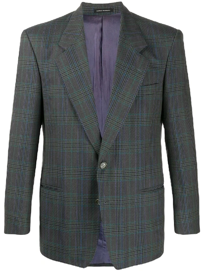 Pre-owned Saint Laurent Single-breasted Check Blazer In Grey