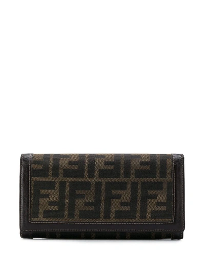 Pre-owned Fendi Ff Print Wallet In Brown