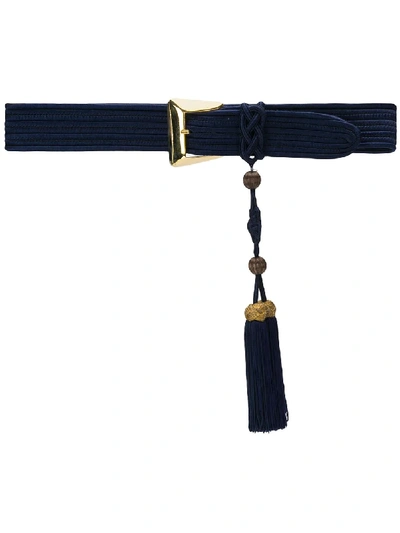 Pre-owned Saint Laurent Hanging Tassel Belt In Blue