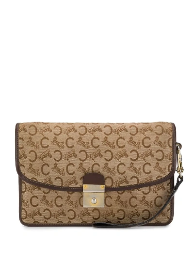 Pre-owned Celine  Monogram Print Clutch Bag In Brown