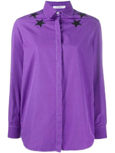 Pre-owned Givenchy 2000s Star Motif Detailed Shirt In Purple