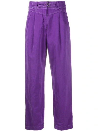 Pre-owned Dries Van Noten 2000s Contrast Stitching Trousers In Purple