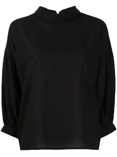 Pre-owned Saint Laurent 1970s Three-quarter Sleeved Blouse In Black