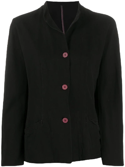 Pre-owned Giorgio Armani 1990s Contrast Button Jacket In Black