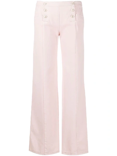 Pre-owned Chanel 2003 Double-breasted Front Flared Jeans In Pink