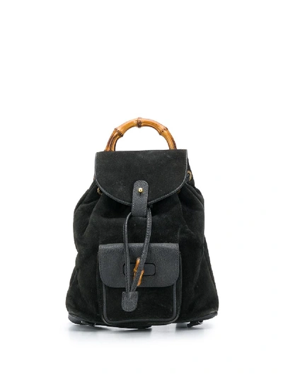Pre-owned Gucci Bamboo Backpack In Black