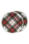 GOLDEN RABBIT ENAMELWARE HIGHLAND PLAID SET OF 2 CHARGER PLATES,HP36S2