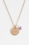 Nashelle 14k-gold Fill & Semiprecious Birthstone Zodiac Mini Disc Necklace In Aquarious