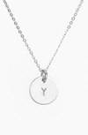 Nashelle Sterling Silver Initial Mini Disc Necklace In Sterling Silver Y