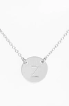NASHELLE STERLING SILVER INITIAL DISC NECKLACE,IDN6008S
