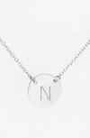 NASHELLE STERLING SILVER INITIAL DISC NECKLACE,IDN6008S