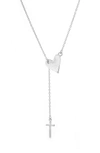 ADORNIA HEART & CROSS LARIAT NECKLACE,N-410S