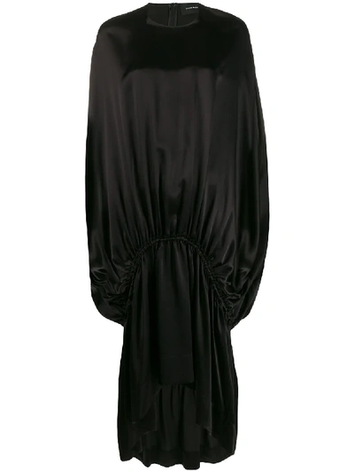 Simone Rocha Satin Gathered Dress In Black