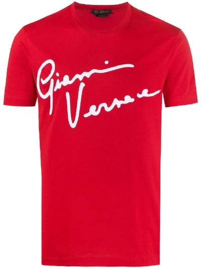 Versace Logo缝饰t恤 In Red