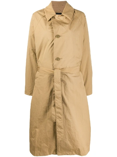 Zucca Tartan Print Panelled Trench Coat In Neutrals