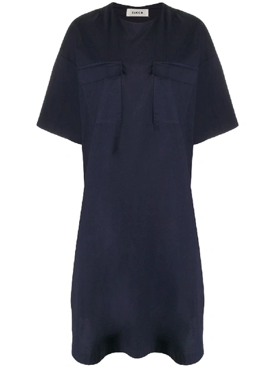 Zucca Zip Detail T-shirt Dress In Blue