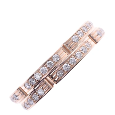 Pre-owned Cartier Maillon Panthere Wedding Band 18k Rose Gold Diamond Ring Size 48