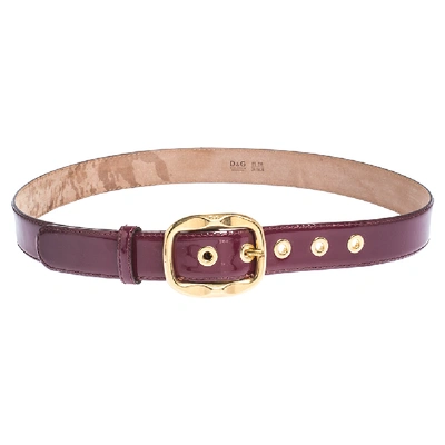 Pre-owned Dolce & Gabbana Burgundy Patent Leather Belt 85cm
