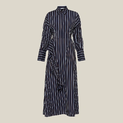 Pre-owned Layeur Blue Ross Striped Dolman Sleeve Dress Fr 42