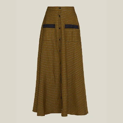 Pre-owned Layeur Brown Fitzgerald Button-down Maxi Skirt Fr 42