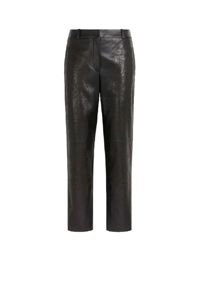 Roberto Cavalli Hybrid Animals Laser Cut Leather Trousers In Black