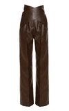 ALEKSANDRE AKHALKATSISHVILI HIGH-RISE FAUX LEATHER WRAP trousers,791659