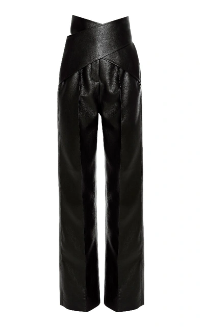 Aleksandre Akhalkatsishvili High-rise Faux Leather Wrap Pants In Black