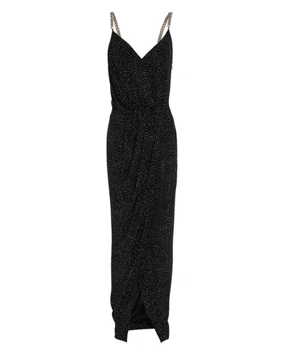 Balmain Crystal-embellished Draped Gown In Black