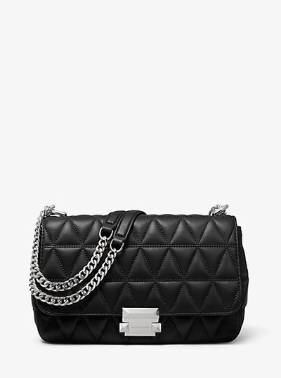 Michael Kors Sloan Large Quilted Leather Shoulder Bag In Black