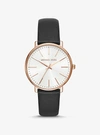 Michael Kors Women's Pyper Rose Goldtone & Leather Strap Watch In Black