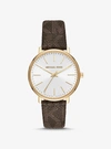 Michael Kors Pyper Logo And Gold-tone Watch In Brown
