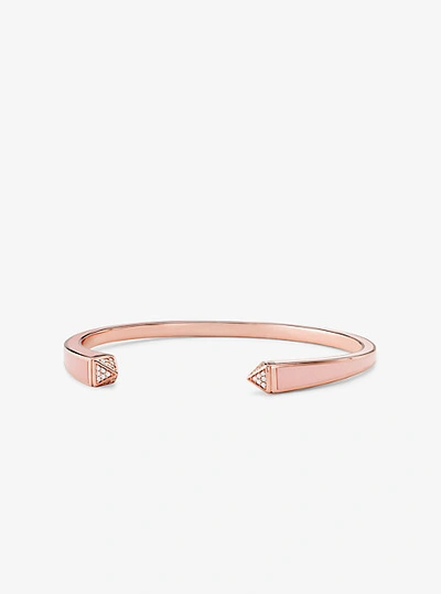 Michael Kors 14k Rose Gold-plated Sterling Silver And Pavé Studded Cuff