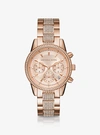 Michael Kors Women's Chronograph Ritz Rose Gold-tone Stainless Steel Bracelet Watch 37mm In Rose Gold