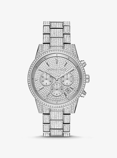 Michael Kors Ritz Pavé Silver-tone Watch