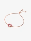 MICHAEL KORS 14K ROSE GOLD-PLATED STERLING SILVER PAVÉ HEART SLIDER BRACELET