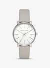 MICHAEL KORS PYPER SILVER-TONE AND LEATHER WATCH