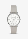 Michael Kors Pyper Silver-tone And Leather Watch In Grey