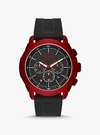 Michael Kors Kyle Chronograph Silicone Strap Watch, 48mm In Black/ Red
