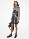 MICHAEL KORS DOGTOOTH AND PLONGÉ LEATHER CROPPED TRENCH COAT