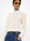 MICHAEL KORS STUDDED HAND-KNIT CABLE CASHMERE SWEATER