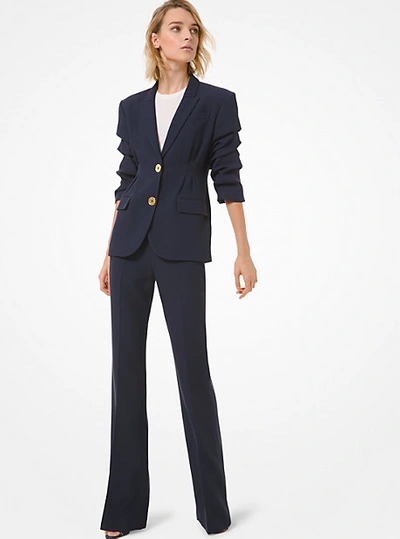 Michael Kors Double Crepe Sablé Flared Trousers In Blue