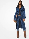 MICHAEL KORS SIGNATURE PRINT DENIM TRENCH COAT