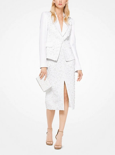 Michael Kors Floral Sequined Double Crepe-sable Blazer In White
